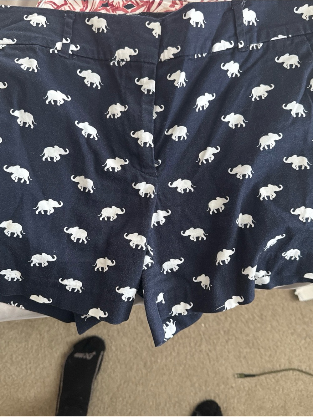 Ann Taylor Factory Navy and White Elephant Print Shorts
